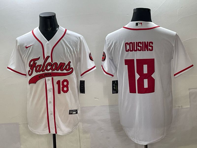 Men 2025 Nike Atlanta Falcons #18 Cousins white Joint Name Limited NFL Jersey style 04
